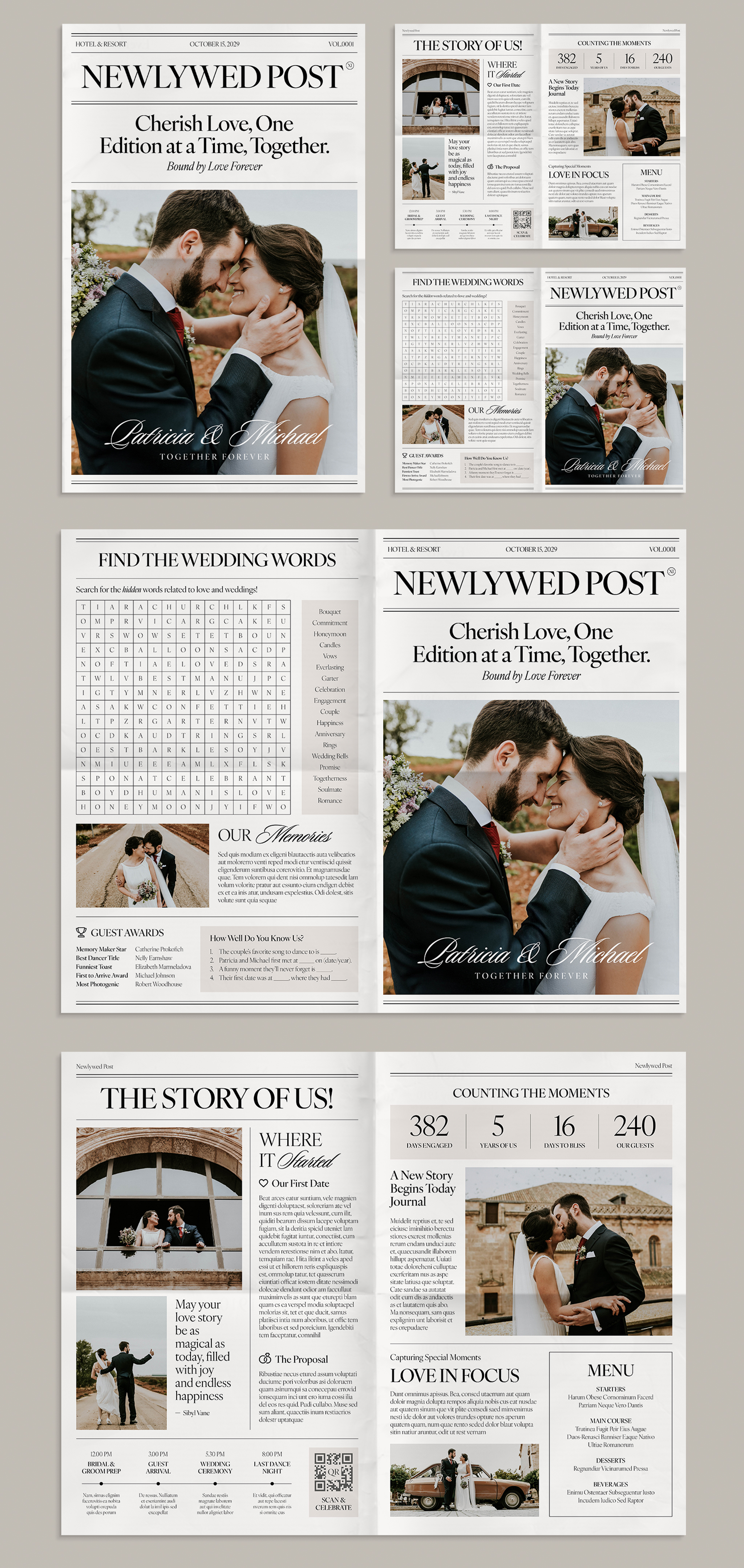 Wedding Newspaper Template - Full Preview