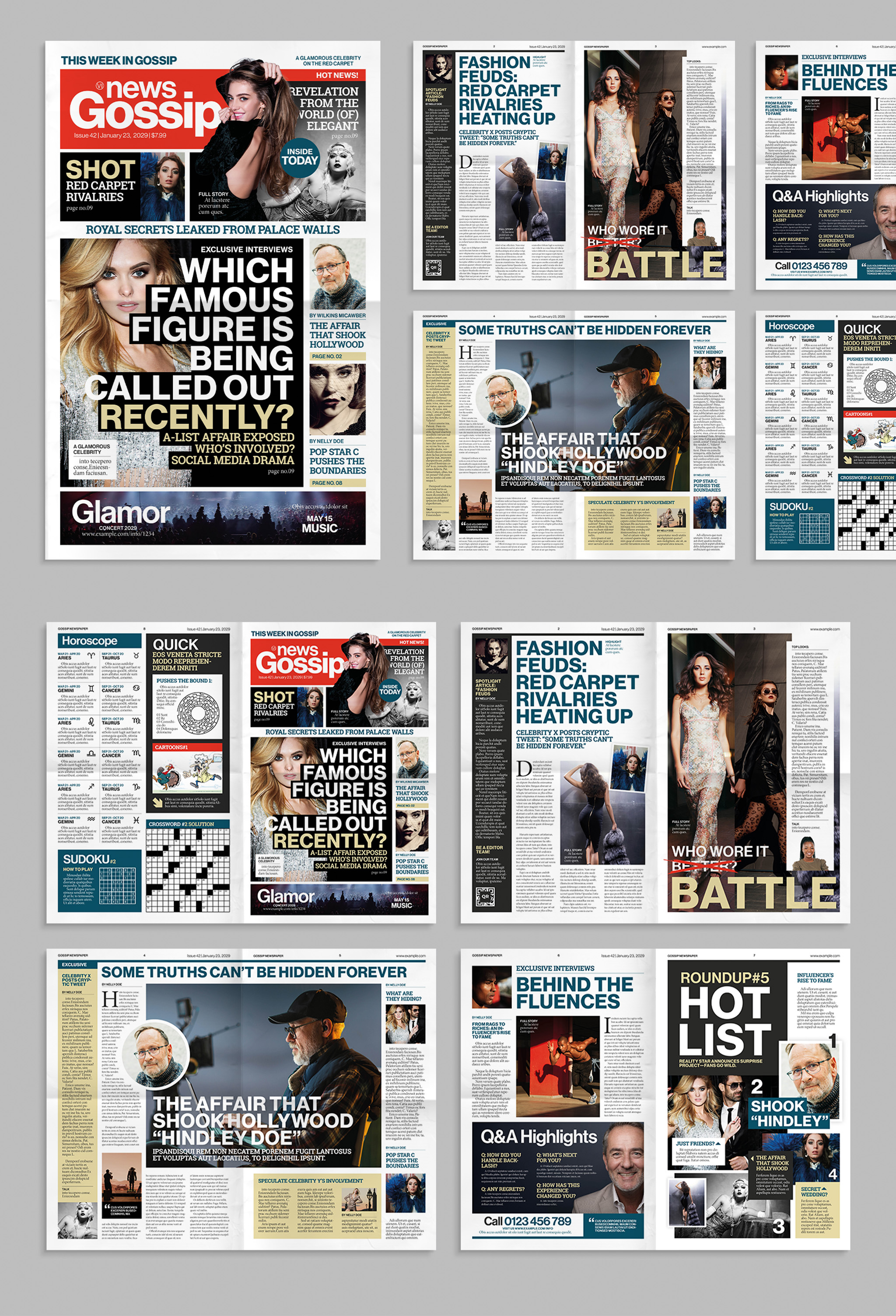 Gossip Newspaper Template - Full Preview