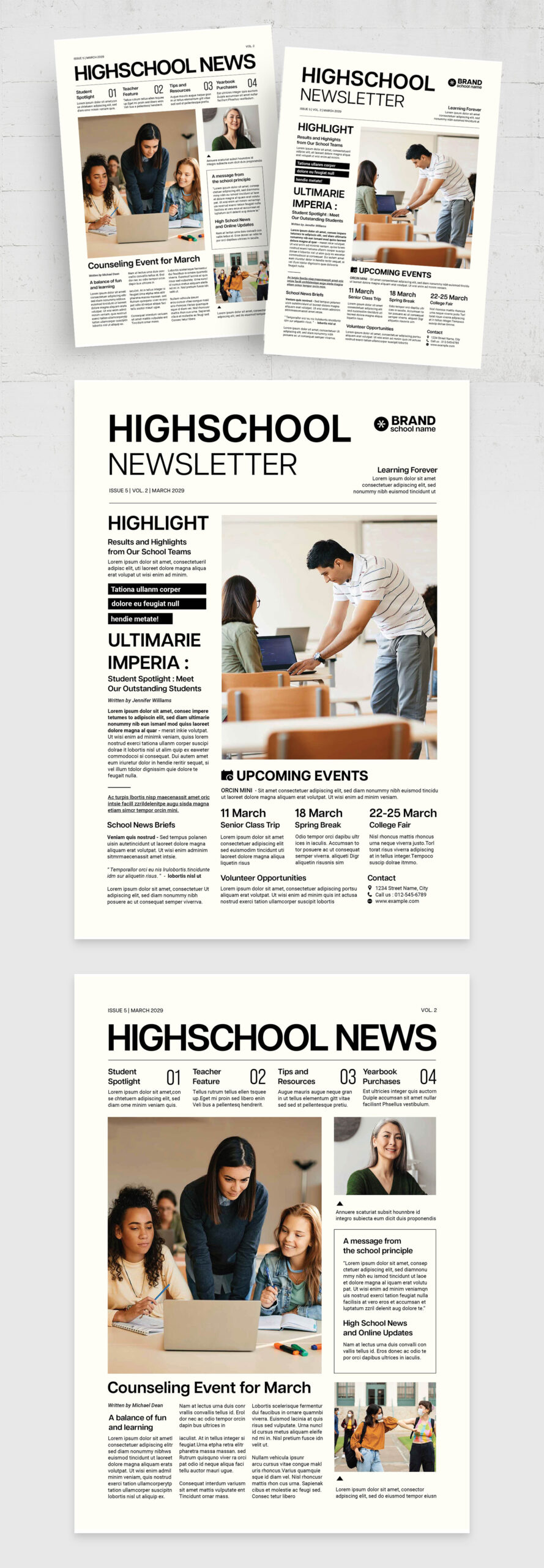High School Newsletter Template - Full Preview
