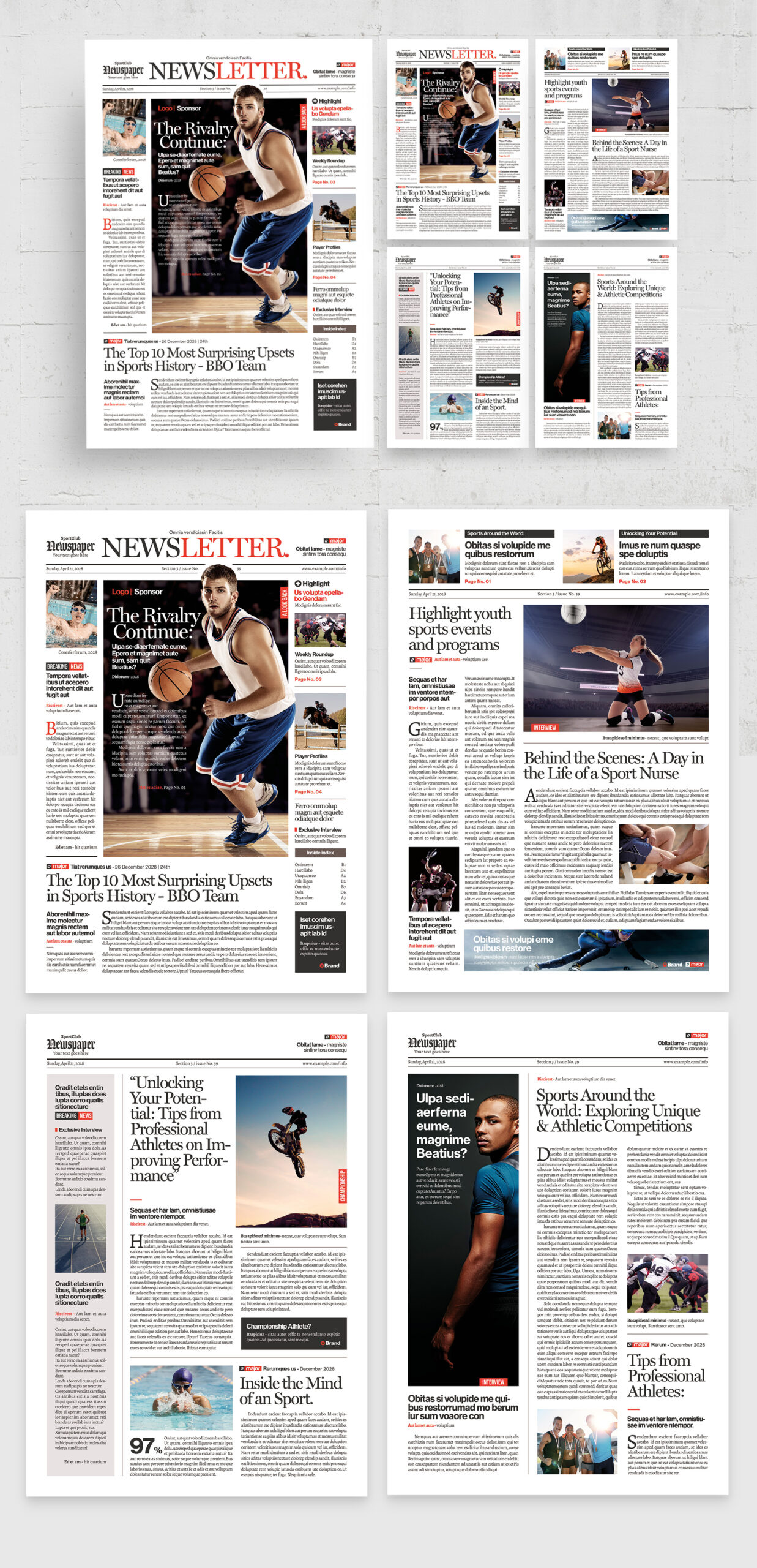 Sports Newsletter / Newspaper Template - Full Preview