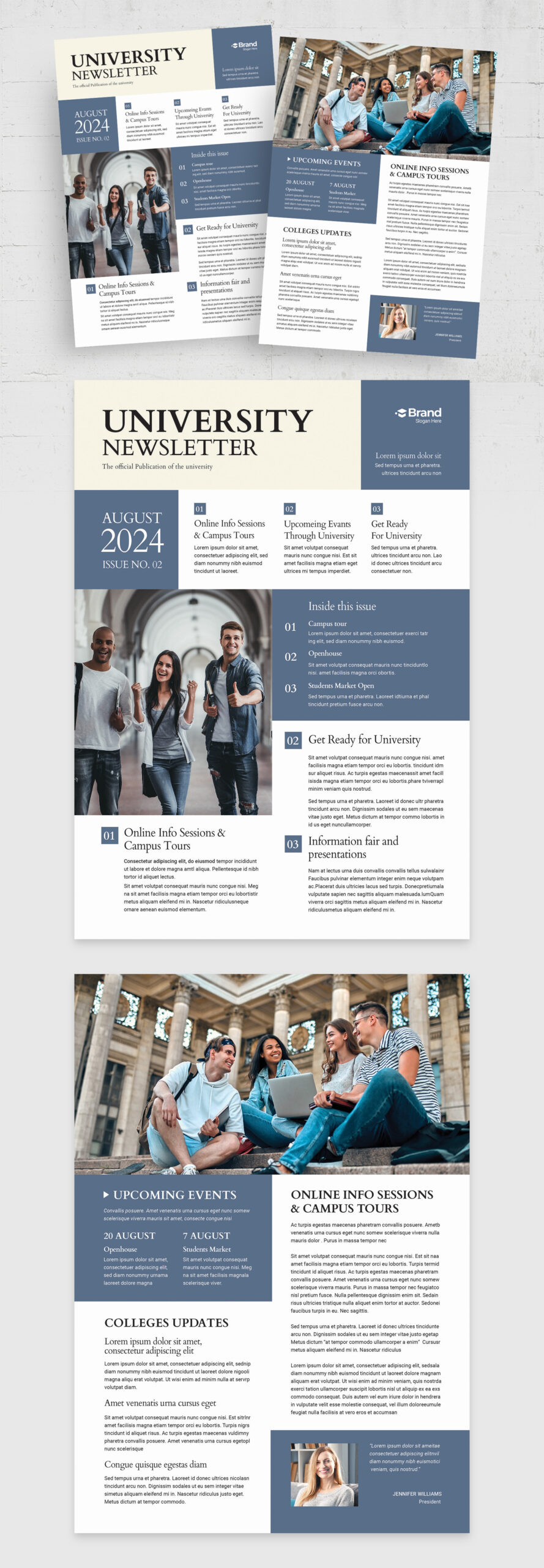 University Newsletter Template - Full Preview