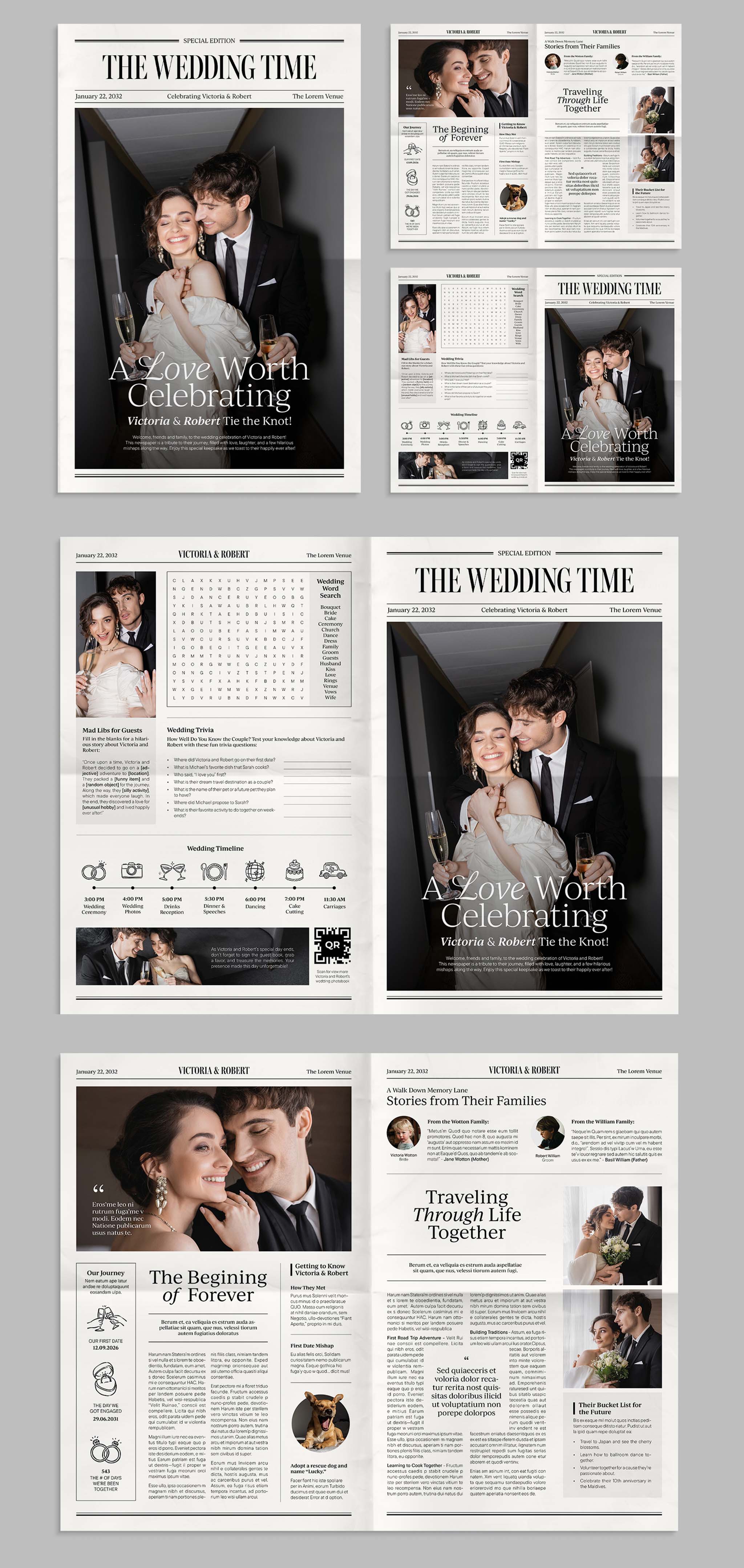 Wedding Newspaper Template - Full Preview
